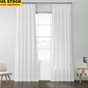 Solid Cotton Pleated Sheer Curtain Panel