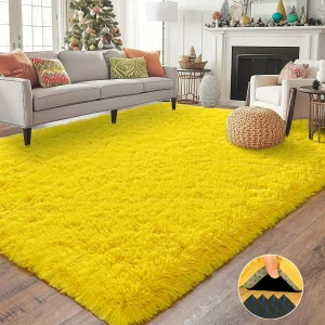 Yellow Soft Shaggy Non-Slip Rugs