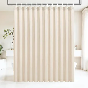 Extra Long Linen Textured Shower Curtain Set