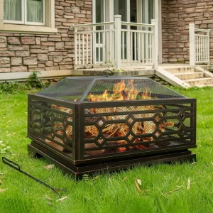 Large Square Metal Fireplace