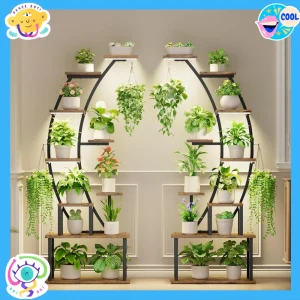 9-Tier Metal Plant Stand with Grow Lights