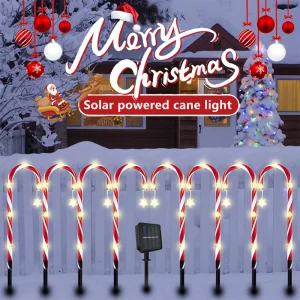 12PCS Solar-Powered Candy Cane Light