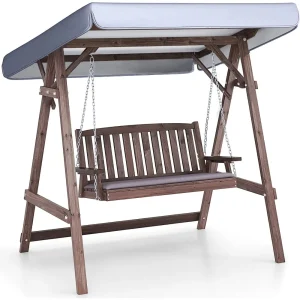 Two-Person A-Frame Wooden Swing